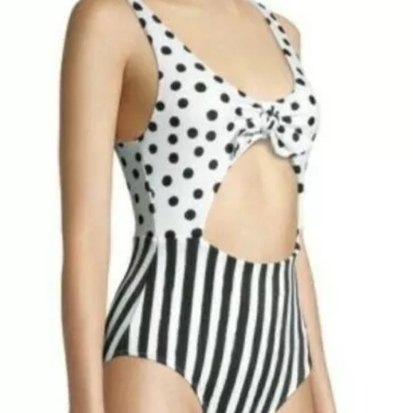 NWT No Boundaries Swimsuit Stripe Polka Dot Black - Picture 2 of 5
